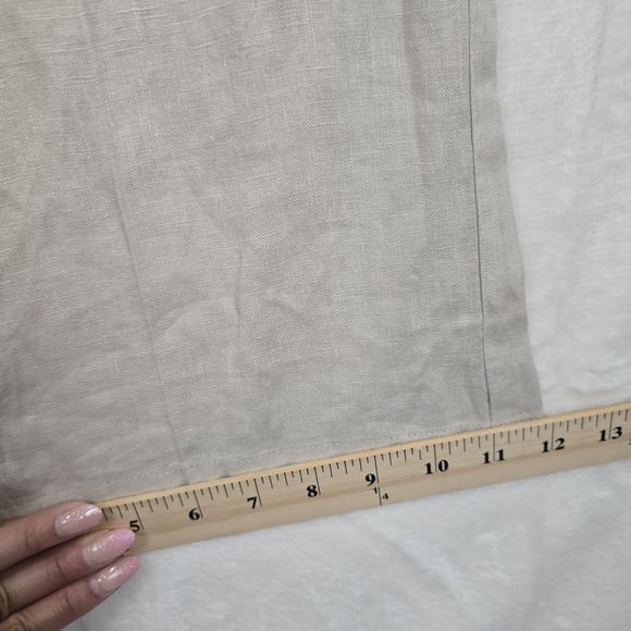 NWT Zara Size Large High Waisted Pleated Wide Leg 100% Linen Pants Sand 8292/500 - Picture 7 of 12